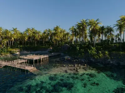 Island Cabin Scene 3D model