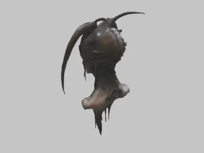 Alien HR Giger inspired woman head bust Low-poly 3D model