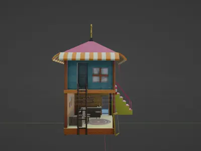 Beach shop with bar Low-poly 3D model