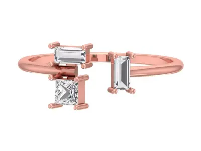 Three Stone Light Weight Band Ring 3D print model 11
