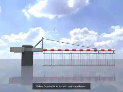 All Railway Crossing Barriers with protective grid closed  3D Model Pack
