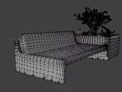 Urban Concrete Planter Bench with LED Low-poly 3D model