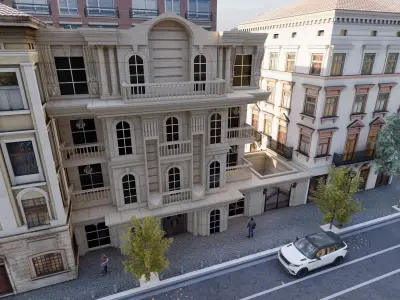 Classic stone facade-Building Classic Facade Element 3D model 9