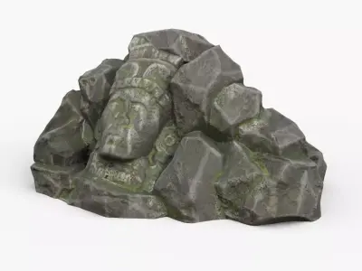 Rock Maya 1001 - Grey Jagged Stone Low-poly 3D model