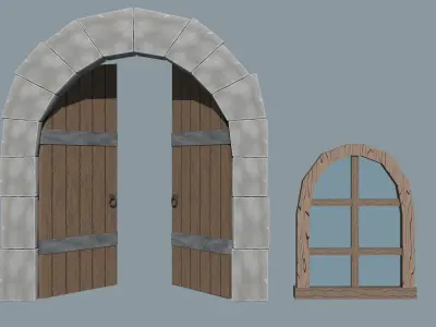 door and window pack Free low-poly 3D model