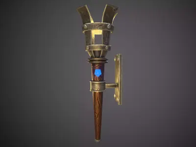   Torch Stylized Low Poly  Low-poly 3D model
