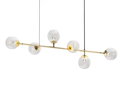 Untitled modern brass pendant light with six glass globes 3D model