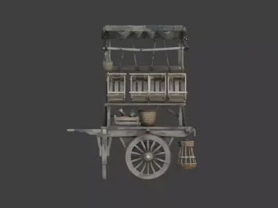 Vintage Market Cart Low-poly 3D model
