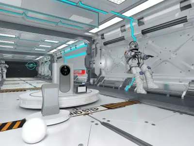 Science fiction internal spacecraft environment Low-poly 3D model purchase