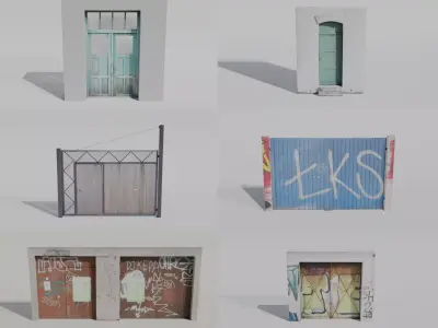 Door and Gates Asset 1 - 6 pack of doors and gates 3D model