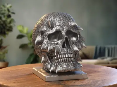 Skull dragon Headphone Stand Cyborg skull dragon Headset Stand 3D print model purchase
