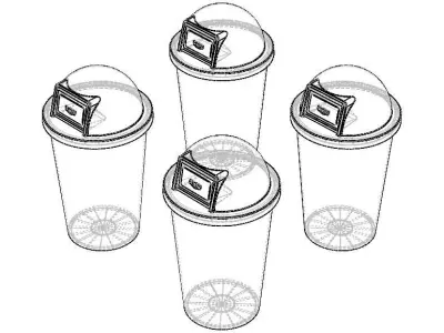 Plastic Trash Bin Set in Many Color 3D model