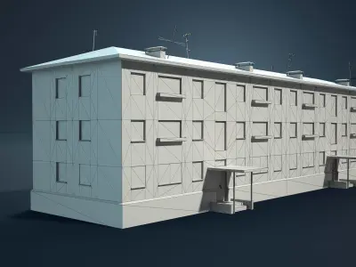 Abandoned Soviet House Collection - White Panels Low-poly 3D model