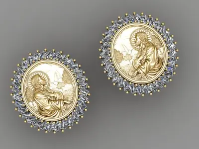 Jesus Diamond Earring 3d Print Model  3D print model