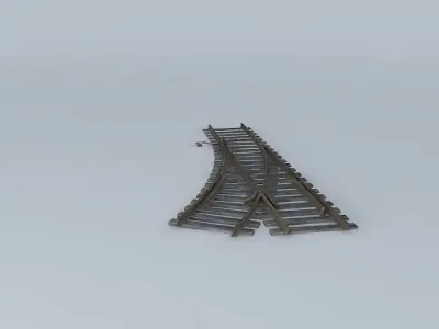 Eco Rail Track Points Old Wooden Split Sleepers Free 3D model
