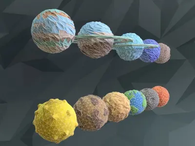 Low poly planets Low-poly 3D model