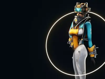 Sci-Fi Scout Girl Low-poly 3D model