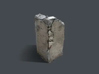 Broken Concrete Pillar Low-poly 3D model