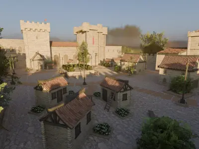 Medieval Castle Town Model 3D model