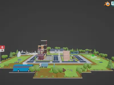 3D Metaverse FrameVR Environment Baked Low-poly 3D model