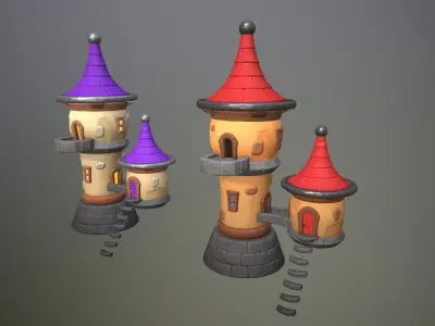 Stylized magic tower Low-poly 3D model