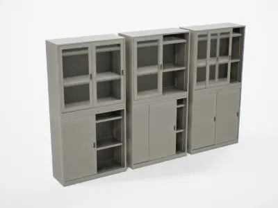 Modular Japanese Office Shelves - 6 models Free low-poly 3D model