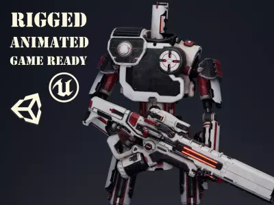 Etasphera01 robot with gun Low-poly 3D model