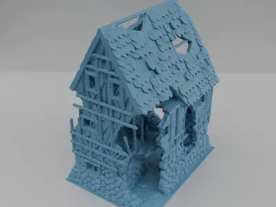 Ruined House Tabletop Terrain 25 mm 3D print model