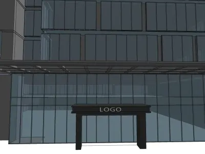 office building glass facade sketchup model 3D model