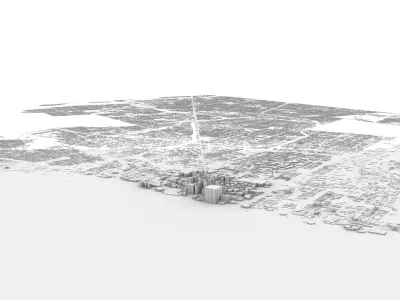 Detroit 3D Model map of toronto Low-poly 3D model
