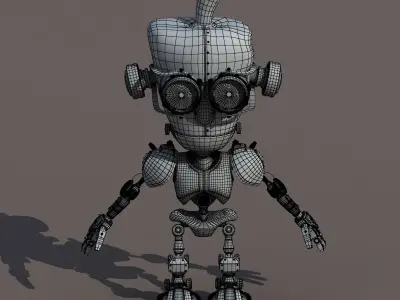 Cartoon Robot Riged Low-poly 3D model