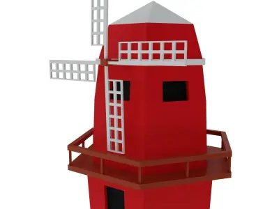 Cartoon Wind Mill  Low-poly 3D model