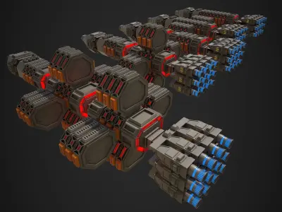 Modular Spaceship One Low-poly 3D model