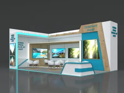 Booth Exhibition Stand Stall 10x6m Height 450 cm 2 Side Open 3D model