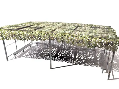 canopy with camouflage net Low-poly 3D model