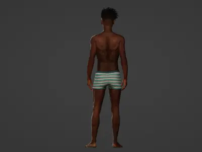 Realistic 3D Model of a Young Dark-Skinned Athlete 3D model
