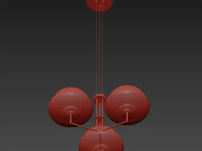 NAIROBI three light chandelier in brass with glass shades 3D model