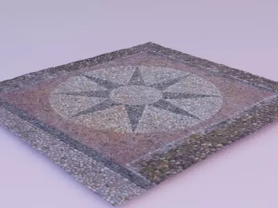 Pebble stone mosaic sidewalk raw scan 3D model