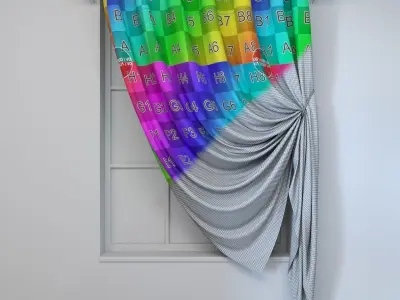 Modern curtain on eyelets  3D model