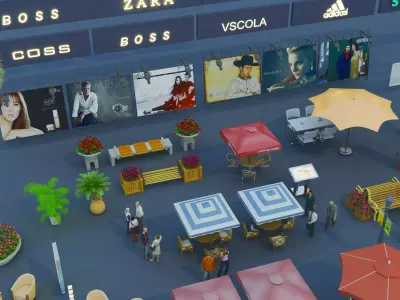 Ultimate Outdoor Commercial Street Kitbash Low-poly 3D model