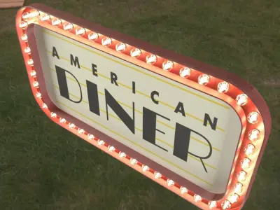 Retro sign AMERICAN DINER 3D model