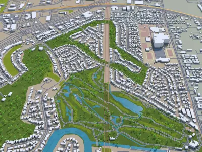 Sugar Land Texas USA 25km Low-poly 3D model