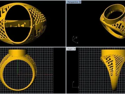oval stone men ring 3dm file 3D print model