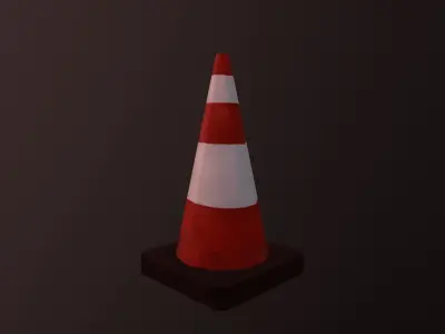 Red Road Cone Low-poly 3D model