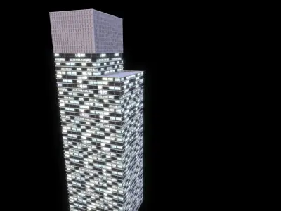 Skyscraper at Night - LowPoly Low-poly 3D model get