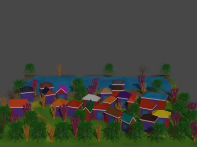 village secomber Low-poly 3D model