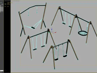 Versatile Wooden Swing Set Collection 3D model