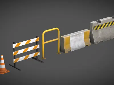 Street Barriers Low-poly 3D model purchase