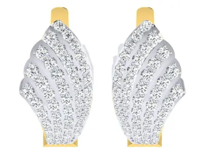 Light Weight Yellow Gold Diamond Earring  -EZ BI-2 3D print model