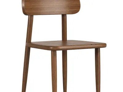 Nordic Style Armless Chair Wood Open Back Dining Side Chair 3D model